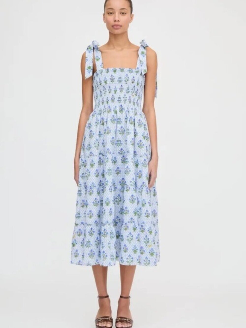 Hill house home The Ribbon Ellie Nap Dress - Blue Block Print, S L - Picture 2 of 6